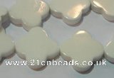 CAG3428 15.5 inches 20*20mm flower white agate gemstone beads