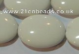 CAG3435 15.5 inches 22*30mm oval white agate gemstone beads