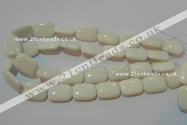 CAG3441 15.5 inches 18*25mm rectangle white agate gemstone beads