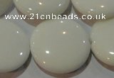 CAG3450 15.5 inches 30mm flat round white agate gemstone beads