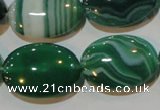 CAG3463 15.5 inches 18*25mm oval green line agate beads