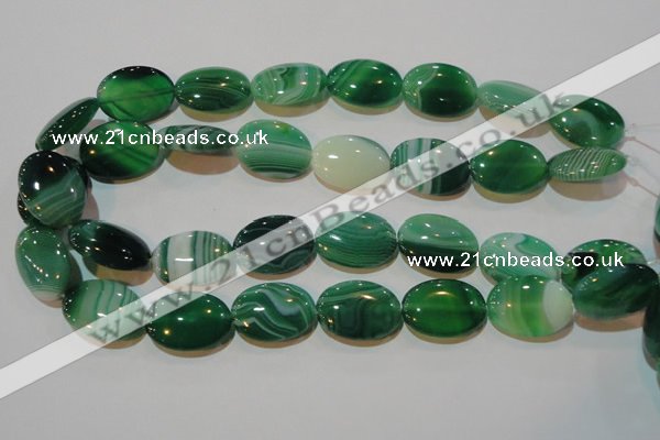 CAG3463 15.5 inches 18*25mm oval green line agate beads