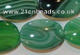 CAG3465 15.5 inches 22*30mm oval green line agate beads