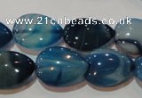 CAG3471 15.5 inches 15*20mm flat teardrop blue line agate beads