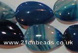 CAG3472 15.5 inches 18*25mm flat teardrop blue line agate beads