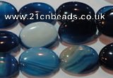 CAG3480 15.5 inches 13*18mm oval blue line agate beads