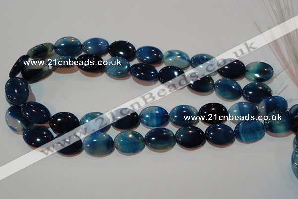 CAG3481 15.5 inches 15*20mm oval blue line agate beads