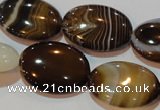 CAG3496 15.5 inches 18*25mm oval brown line agate beads