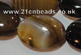 CAG3498 15.5 inches 22*30mm oval brown line agate beads