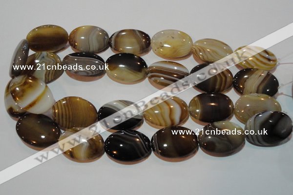 CAG3498 15.5 inches 22*30mm oval brown line agate beads