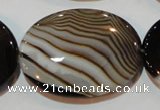 CAG3500 15.5 inches 30*40mm oval brown line agate beads