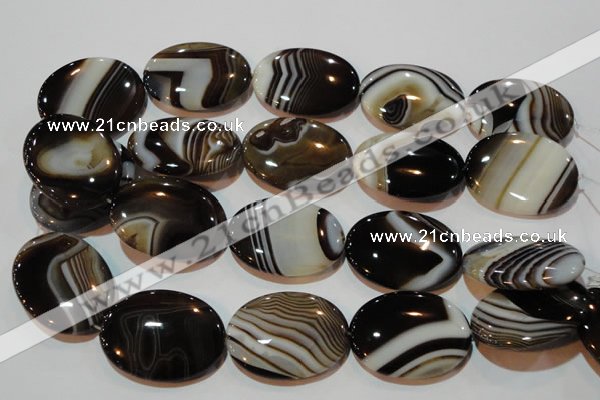 CAG3500 15.5 inches 30*40mm oval brown line agate beads