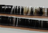 CAG3510 15.5 inches 11*13mm column brown line agate beads