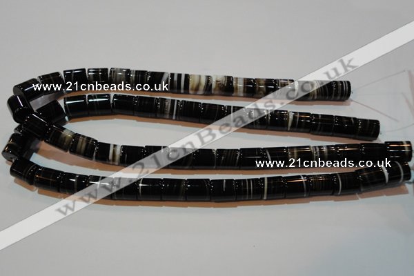 CAG3510 15.5 inches 11*13mm column brown line agate beads