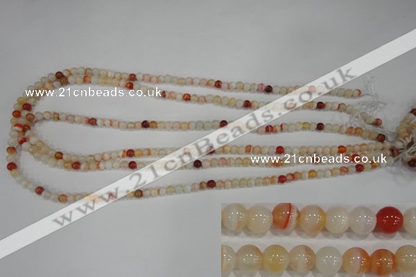 CAG3585 15.5 inches 4mm round red line agate beads wholesale