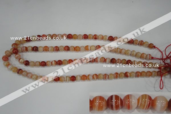 CAG3587 15.5 inches 8mm round red line agate beads wholesale