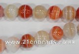 CAG3588 15.5 inches 10mm round red line agate beads wholesale