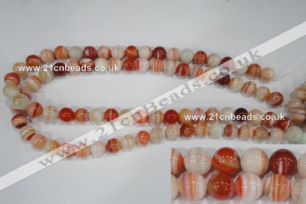 CAG3588 15.5 inches 10mm round red line agate beads wholesale