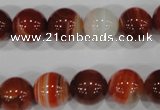 CAG3589 15.5 inches 12mm round red line agate beads wholesale