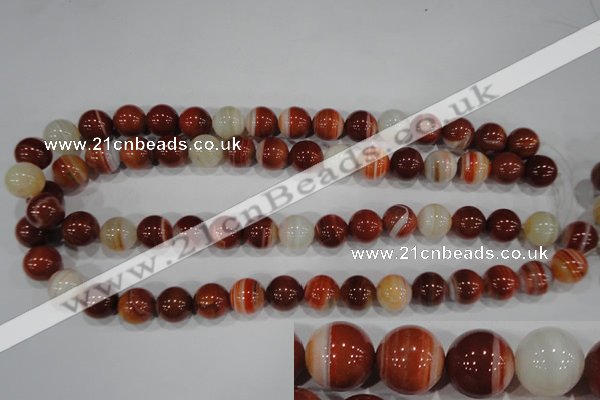 CAG3589 15.5 inches 12mm round red line agate beads wholesale