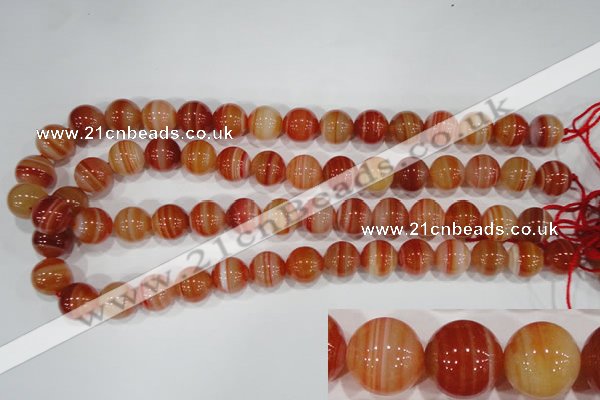 CAG3590 15.5 inches 14mm round red line agate beads wholesale