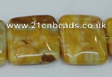 CAG3616 15.5 inches 25*25mm square yellow crazy lace agate beads