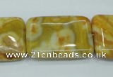 CAG3625 15.5 inches 22*30mm rectangle yellow crazy lace agate beads