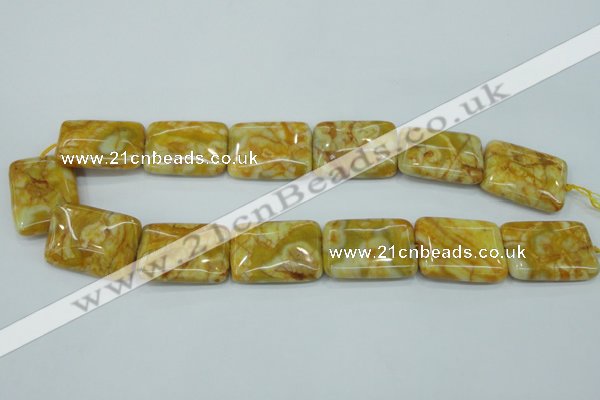 CAG3625 15.5 inches 22*30mm rectangle yellow crazy lace agate beads