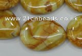 CAG3630 15.5 inches 22*30mm flat teardrop yellow crazy lace agate beads