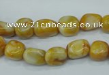 CAG3635 15.5 inches 10*12mm nuggets yellow crazy lace agate beads