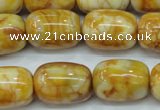 CAG3638 15.5 inches 15*20mm drum yellow crazy lace agate beads