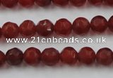 CAG3661 15.5 inches 8mm carved round matte red agate beads