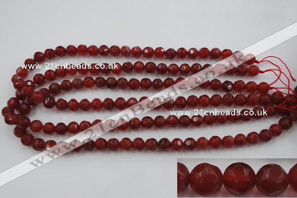 CAG3661 15.5 inches 8mm carved round matte red agate beads