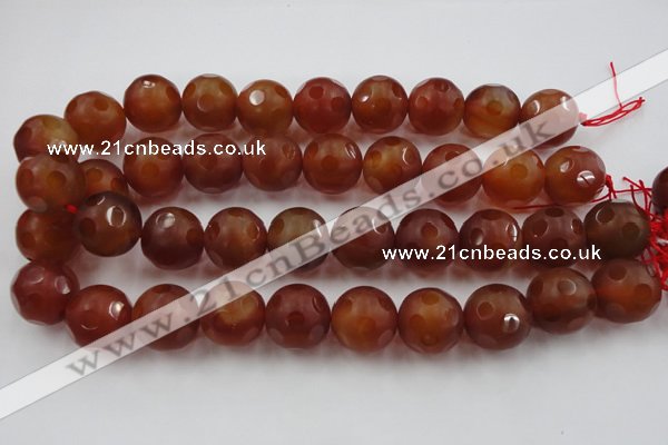 CAG3666 15.5 inches 18mm carved round matte red agate beads