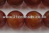 CAG3667 15.5 inches 20mm carved round matte red agate beads