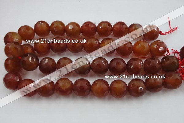 CAG3667 15.5 inches 20mm carved round matte red agate beads