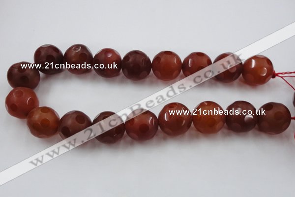 CAG3669 15.5 inches 24mm carved round matte red agate beads