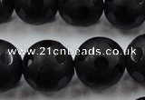 CAG3677 15.5 inches 20mm carved round matte black agate beads