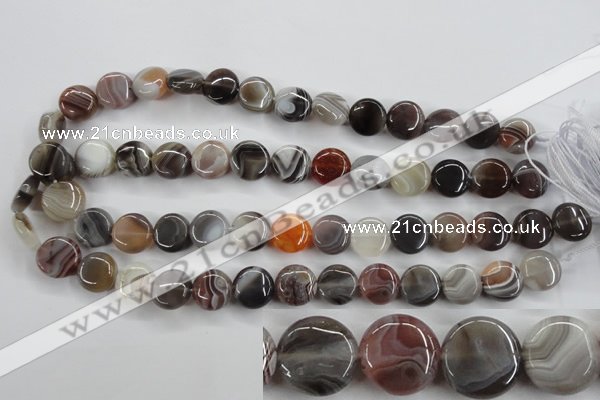 CAG3714 15.5 inches 14mm flat round botswana agate beads wholesale