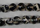 CAG3842 15.5 inches 10mm faceted round tibetan agate beads wholesale