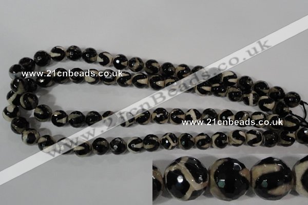 CAG3842 15.5 inches 10mm faceted round tibetan agate beads wholesale