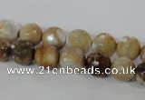 CAG3862 15.5 inches 8mm faceted round fire crackle agate beads