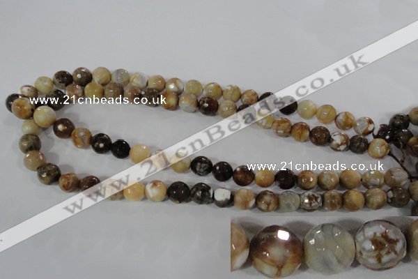 CAG3862 15.5 inches 8mm faceted round fire crackle agate beads