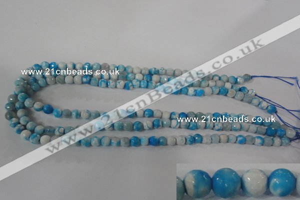 CAG3871 15.5 inches 6mm faceted round fire crackle agate beads