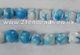 CAG3872 15.5 inches 8mm faceted round fire crackle agate beads