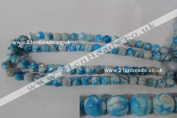 CAG3873 15.5 inches 10mm faceted round fire crackle agate beads