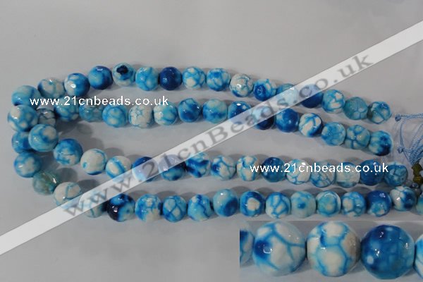 CAG3874 15.5 inches 12mm faceted round fire crackle agate beads