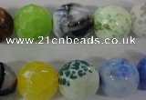 CAG3880 15.5 inches 14mm faceted round fire crackle agate beads