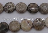 CAG3905 15.5 inches 12mm flat round chrysanthemum agate beads