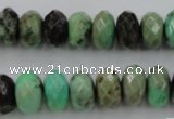 CAG3914 15.5 inches 7*12mm faceted rondelle green grass agate beads